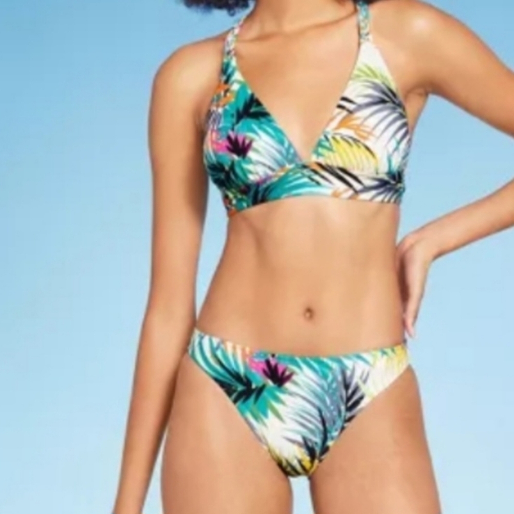 Shade & Shore Bikini Braided Strap Top & Low Rise Cheeky Bottom